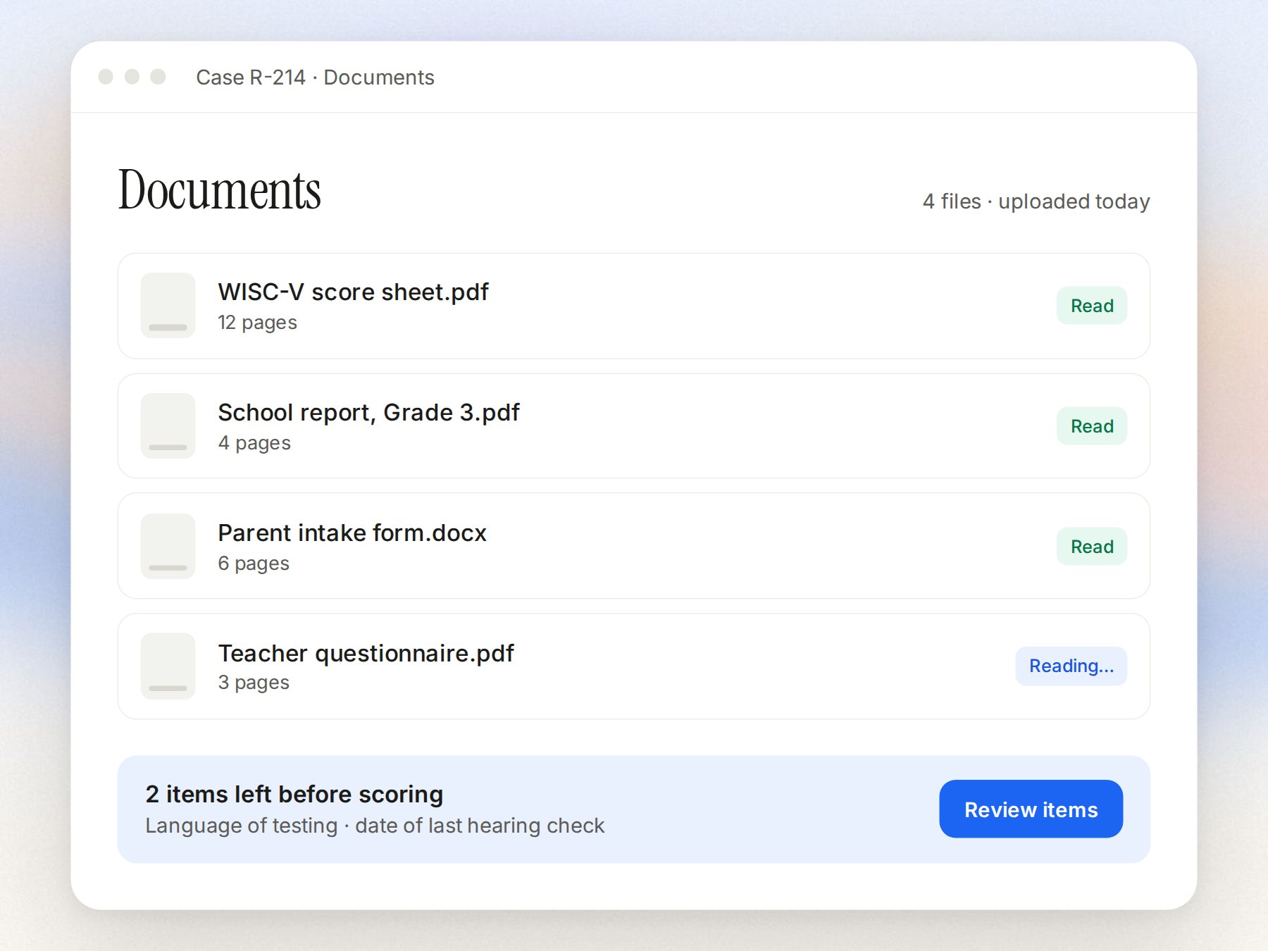 Case documents read by Delfey AI